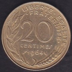 FRANSA 20 CENTİMES 1964