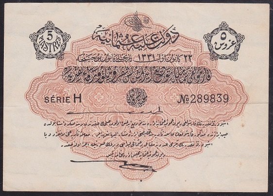 REŞAT 5 KURUŞ 22 ARALIK 1331 H 289839 ÇOK TEMİZ +
