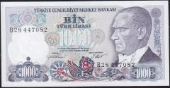 7.Emisyon 1.Tertip 1000 Lira B28 447082 Çilaltı ( Kat yok )