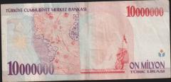 7.Emisyon 10 000 000 Lira C36 558641 Çok Temiz+