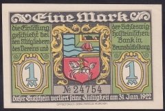 ALMANYA  1 MARK NOTGELD  1922 ÇİL