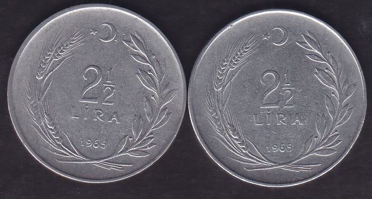 1965 Yılı 2.5 Lira (Ters Düz Takım)