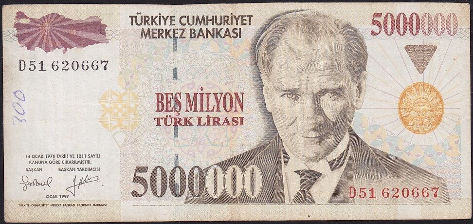 7.Emisyon 5 000 000 Lira D51 620667 Çok Temiz