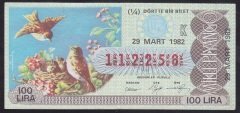 1982 29 MART ÇEYREK BİLET - K SERİSİ