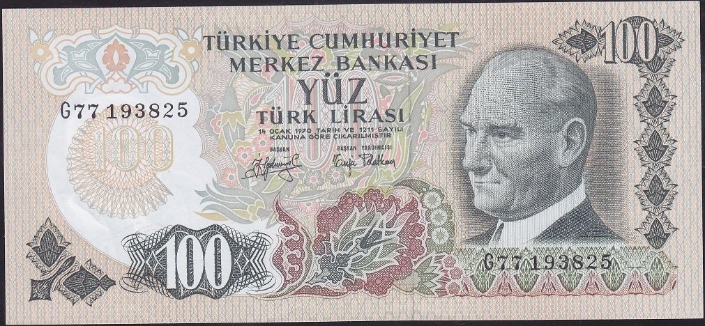 6.EMİSYON 2.TERTİP 100 LİRA G77 193825 ÇÇT ÇİLALTI