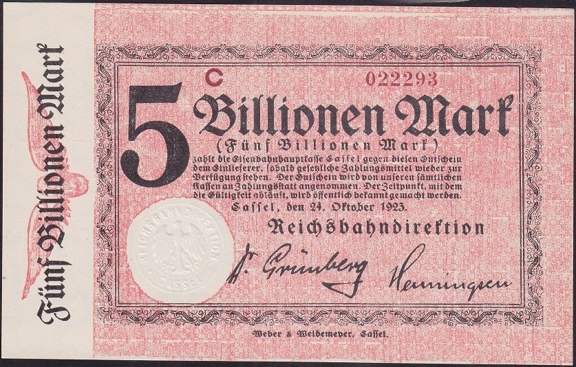 ALMANYA 5 TRİLYON ( BİLLİON) MARK 1923 ÇİL