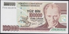 7.EMİSYON 3.TERTİP 100000 LİRA F70 361876 ÇİL
