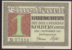 ALMANYA  1 MARK NOTGELD  1921 ÇİL