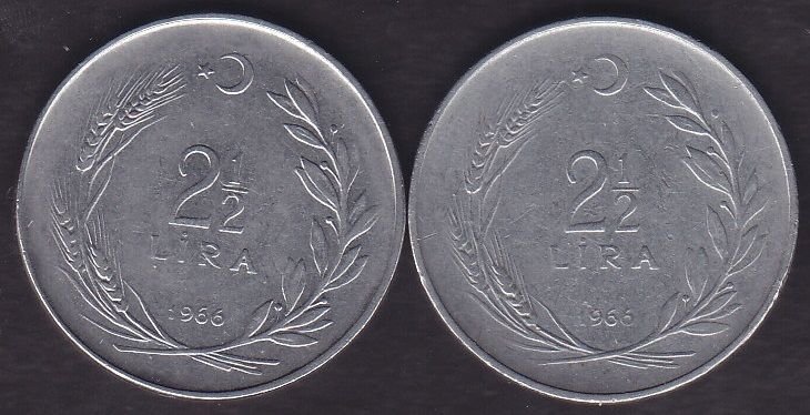 1966 Yılı 2.5 Lira (Ters Düz Takım)