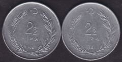 1966 Yılı 2.5 Lira (Ters Düz Takım)