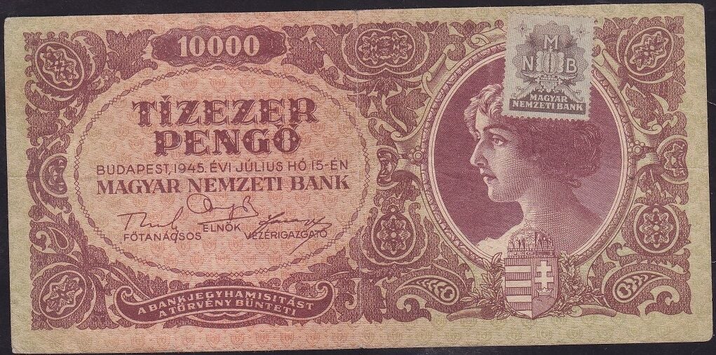 Macaristan 10000 Pengo 1945 Çok Temiz+