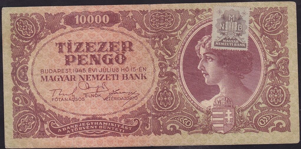 Macaristan 10000 Pengo 1945 Çok Temiz+