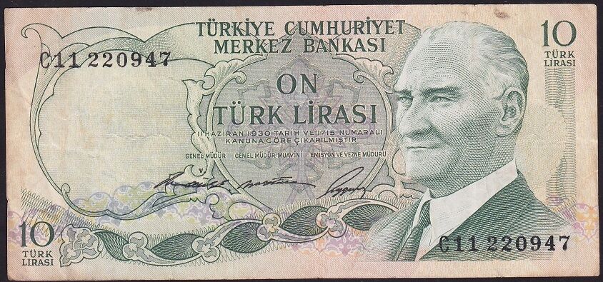 6.Emisyon 1.Tertip 10 Lira C11 220947 Çok Temiz
