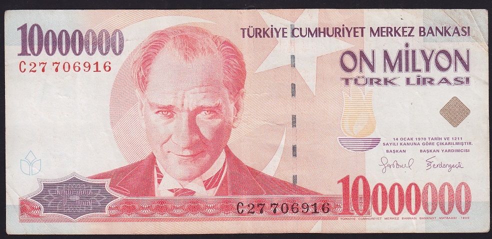 7.Emisyon 10 000 000 Lira C27 706916 Çok Temiz