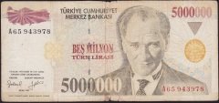 7.Emisyon 5 000 000 Lira A65 943978 Temiz