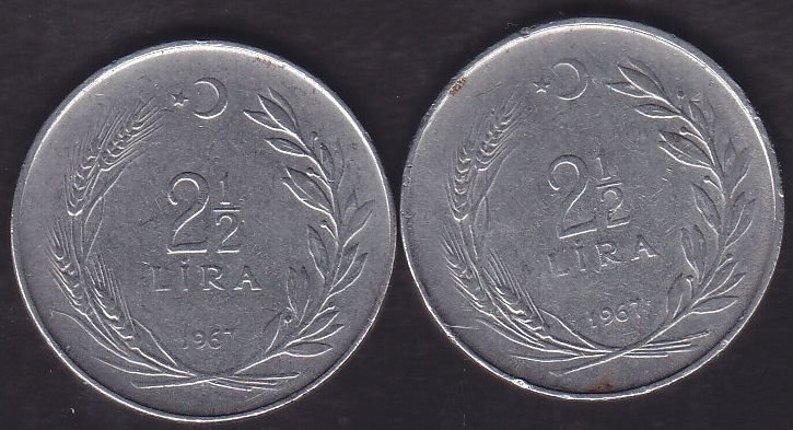 1967 Yılı 2.5 Lira (Ters Düz Takım)