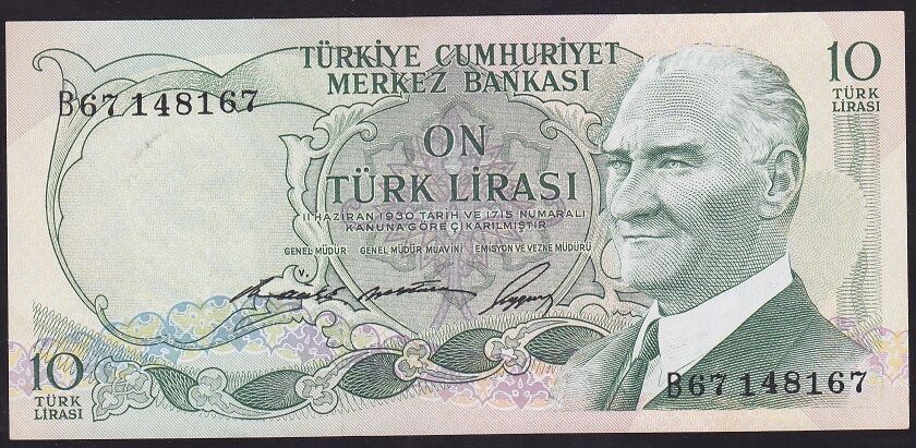6.Emisyon 1.Tertip 10 Lira B67 148167 Çok Temiz+