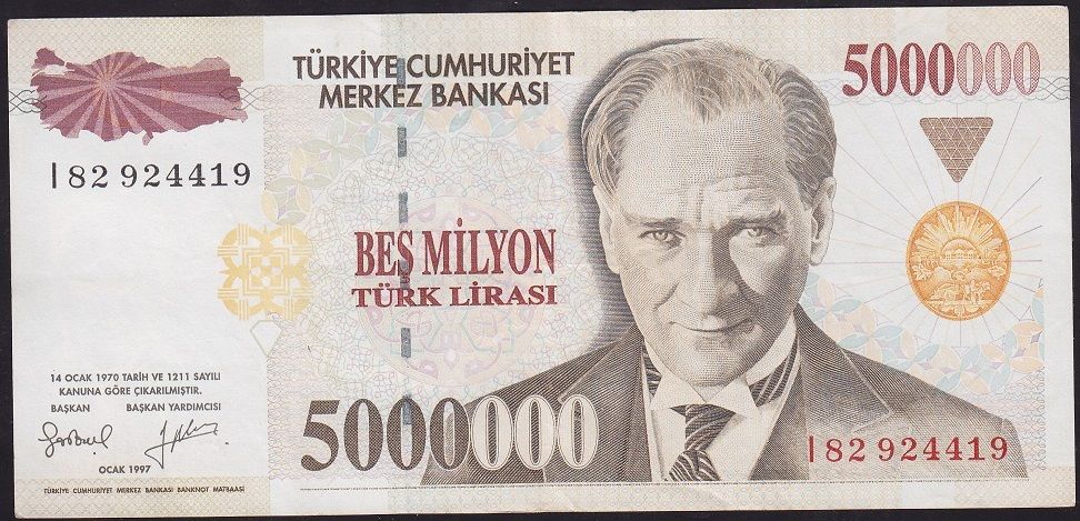 7.Emisyon 5 000 000 Lira I82 924419 Çok Çok Temiz