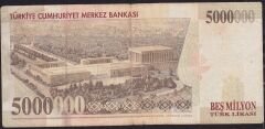 7.Emisyon 5 000 000 Lira D47 321357 Çok Temiz