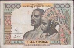 Batı Afrika Devletleri 1000 Frank 1961 Çok Temiz+ ( Fildişi Sahili ) Pick 203B/b