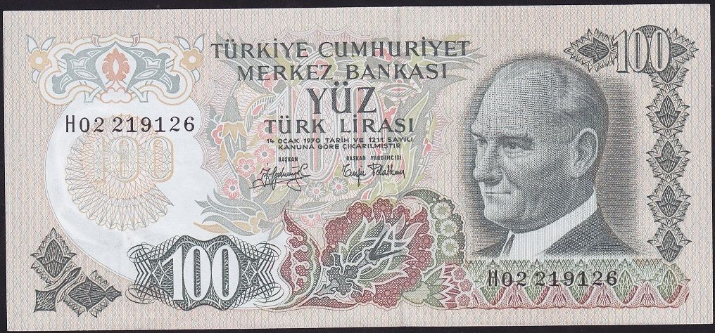 6.Emisyon 2.Tertip 100 Lira H02 219126 Çilaltı ( Ortada Kat Yoktur )