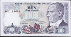 7.Emisyon 1.Tertip 1000 Lira A67 188684 Çil