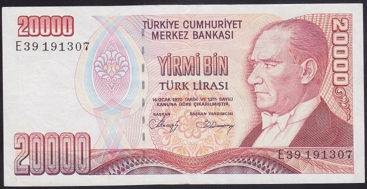 7.EMİSYON 1.TERTİP 20000 LİRA E39 191307 ÇÇT