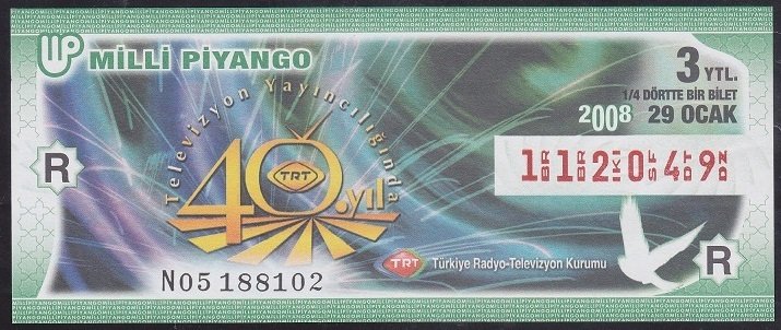 2008 29 OCAK ÇEYREK BİLET R SERİSİ