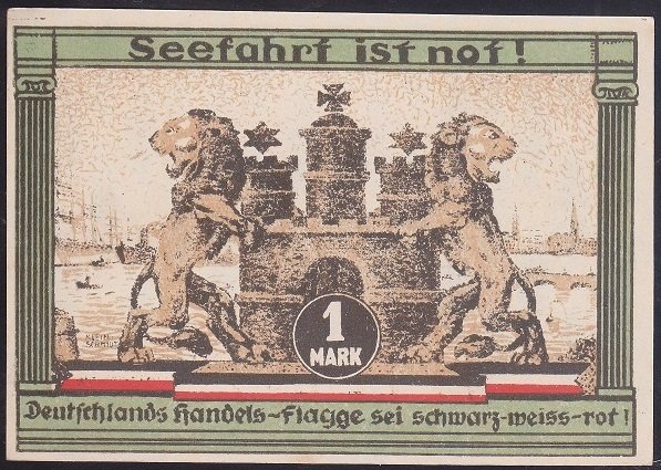 ALMANYA  1 MARK NOTGELD  1921 ÇİL