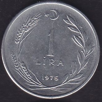 1975 Yılı 1 Lira Ters