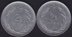 1970 Yılı 2.5 Lira (Ters Düz Takım)
