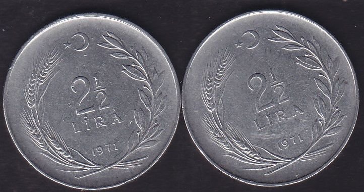1971 Yılı 2.5 Lira (Ters Düz Takım)
