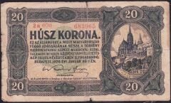 Macaristan 20 Korona 1920 Temiz