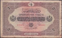 Vahdettin 5 Lira 28 Mart 1334 E 085658 Çok Temiz
