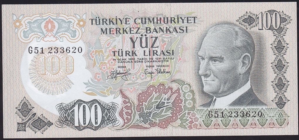 6.Emisyon 2.Tertip 100 Lira G51 233620 Çilaltı ( Bombe var )