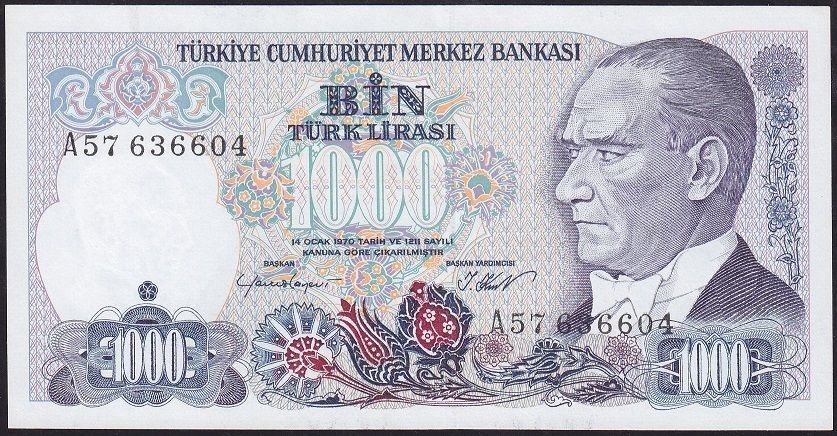 7.Emisyon 1.Tertip 1000 Lira A57 636604 Çilaltı Çil