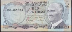 6.EMİSYON 2.TERTİP 5 LİRA J90 405334 ÇİLALTI