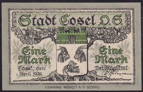 ALMANYA  1 MARK NOTGELD  1921 ÇİL