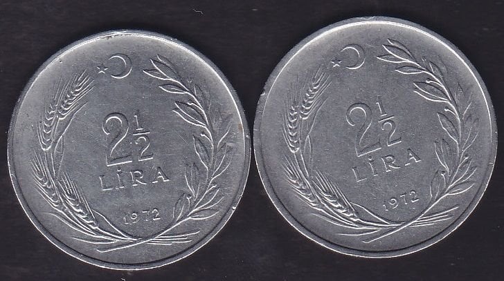 1972 Yılı 2.5 Lira (Ters Düz Takım)