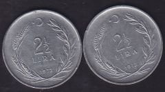 1972 Yılı 2.5 Lira (Ters Düz Takım)