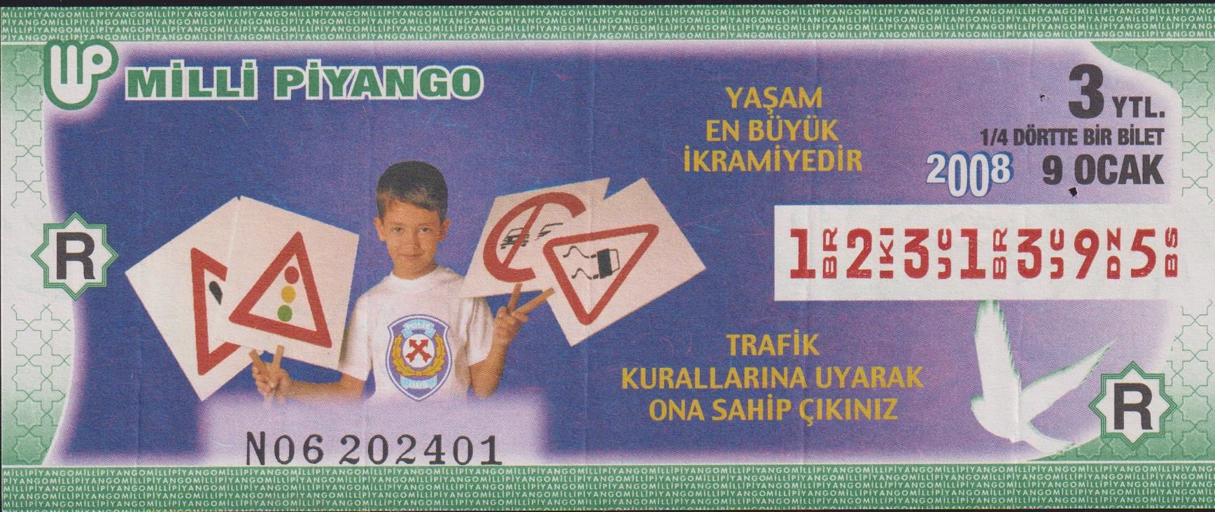 2008 9 Ocak Çeyrek Bilet R Serisi
