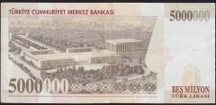 7.Emisyon 5 000 000 Lira D40 016894 Çok Temiz+