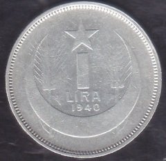 1940 YILI 1 LİRA GÜMÜŞ