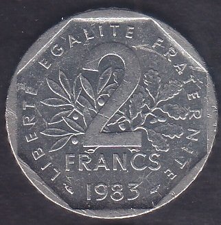 FRANSA 2 FRANK 1983 eski para değerleri