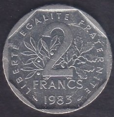 FRANSA 2 FRANK 1983 eski para değerleri