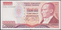 7.EMİSYON 1.TERTİP 20000 LİRA E51 227637 ÇÇT