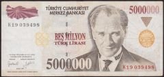 7.Emisyon 5 000 000 Lira K19 039498 Çok Temiz