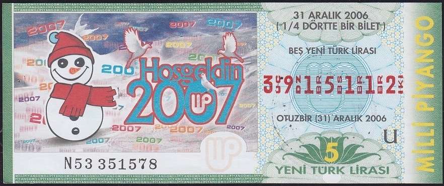 2006 31 Aralık Çeyrek Bilet - U Serisi