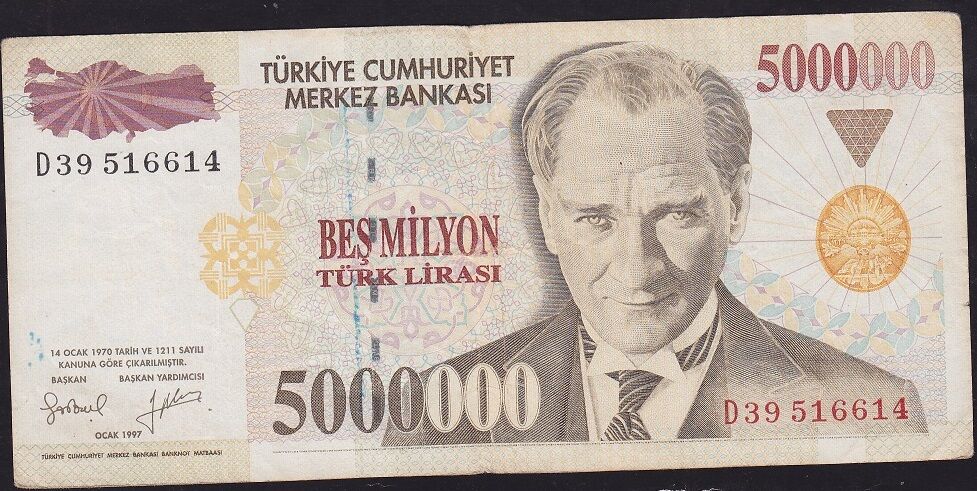 7.Emisyon 5 000 000 Lira D39 516614 Çok Temiz