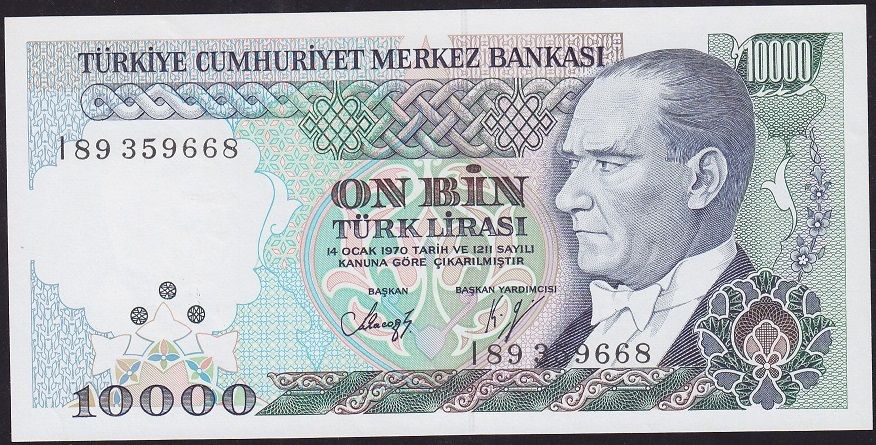 7.Emisyon 4.Tertip 10000 Lira I89 359668 Çilaltı
